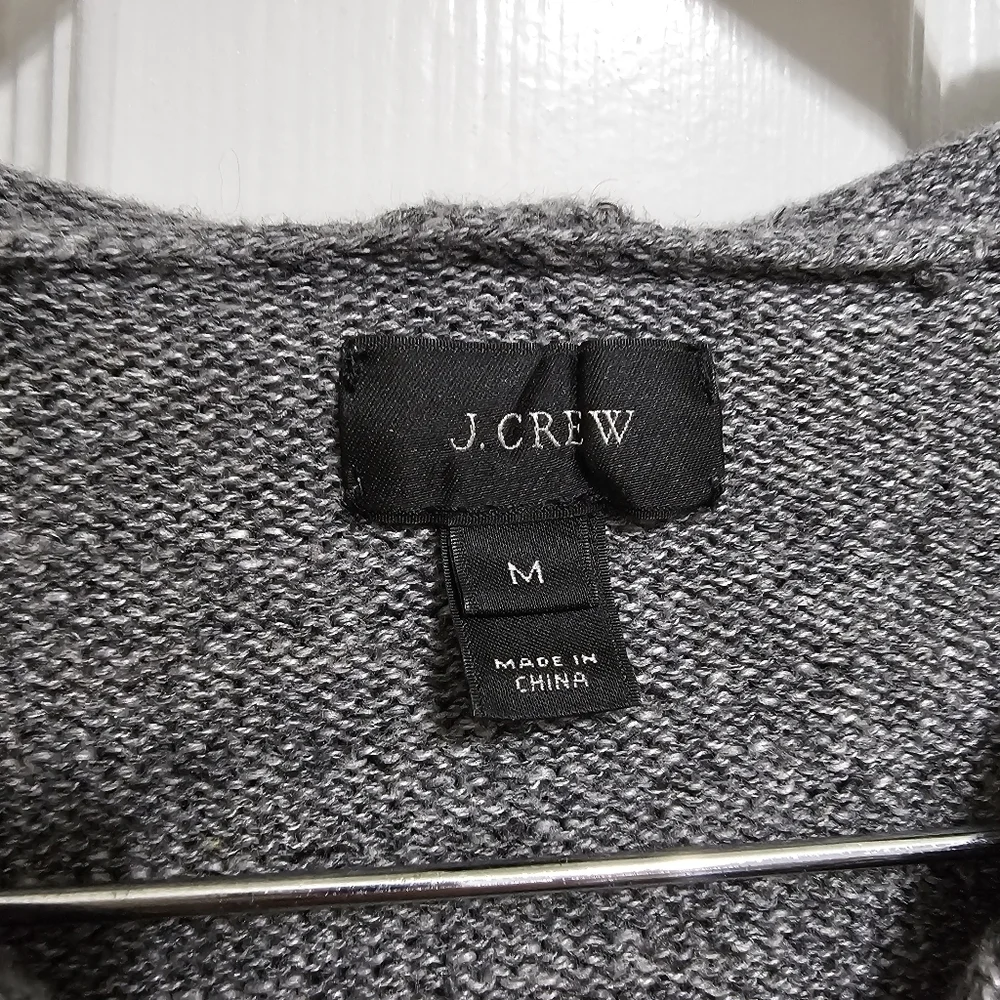 J.Crew grey quarter button hoodie kangaroo pocket pullover sweater size medium